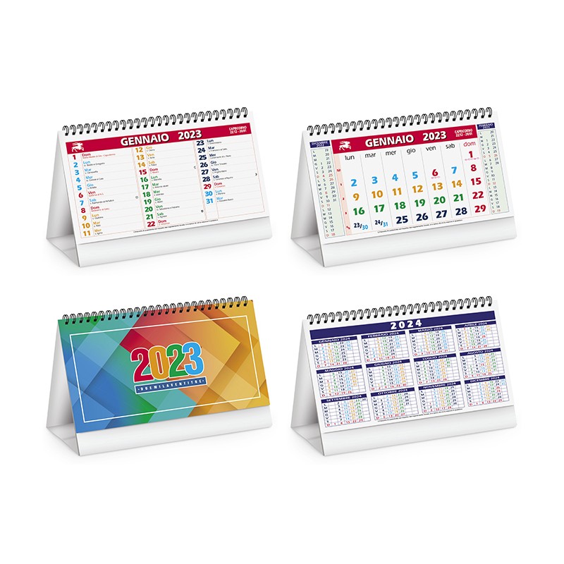 Calendario illustrato da tavolo. Incluso di stampa e cliché un colore  omaggio.